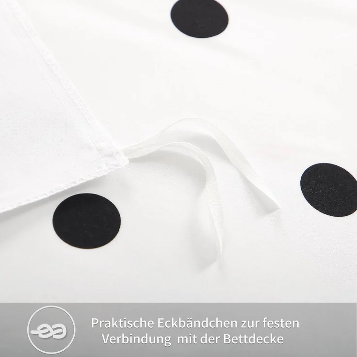 Bettwäsche Set 200x200 Weiß Polka Dot Muster Mikrofaser - 3 teilig – Bild 5