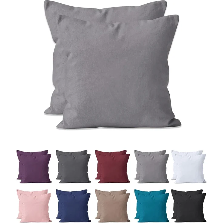 Hometex Premium Textiles Kissenbezug 2-er Set Kissenbezug Mikrofaser, Doppelpack Kissenhüllen ca. 95 g/m², Dekorative Dekokissen Sofakissen Lendenkissen Wurfkissenbezug mit Reißverschluss