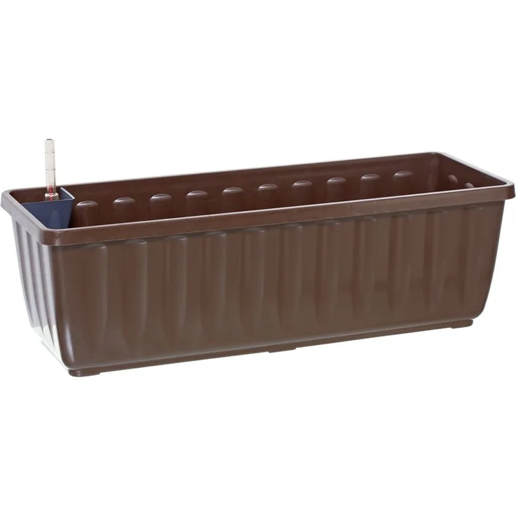 Dehner Blumenkasten Aqua-Flor Plus mit Bewässerungssystem, Kunststoff, frostbeständiger Balkonkasten mit Wasserstandsanzeige