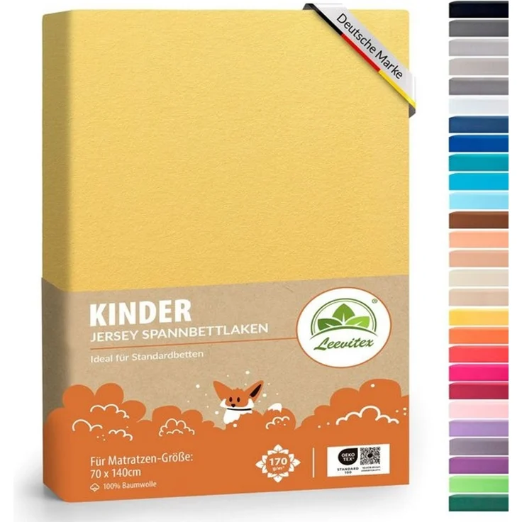 leevitex® Spannbettlaken Jersey aus 100% Baumwolle, für Kinder- & Standardmatratzen, Jersey, Gummizug: rundum, 100% Baumwolle, anschmiegsam & dehnbar, diverse Größen und Farben – Bild 4