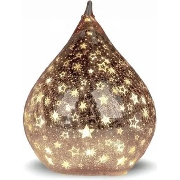 formano LED Deko Tropfen Sterne Rose-Gold 25cm Glasleuchte Crackle-Optik + Timer Timer (6h an/18h aus) – Stimmungslicht für Winter & Weihnachten – Dekoleuchte für gemütliches Zuhause – Bild 6
