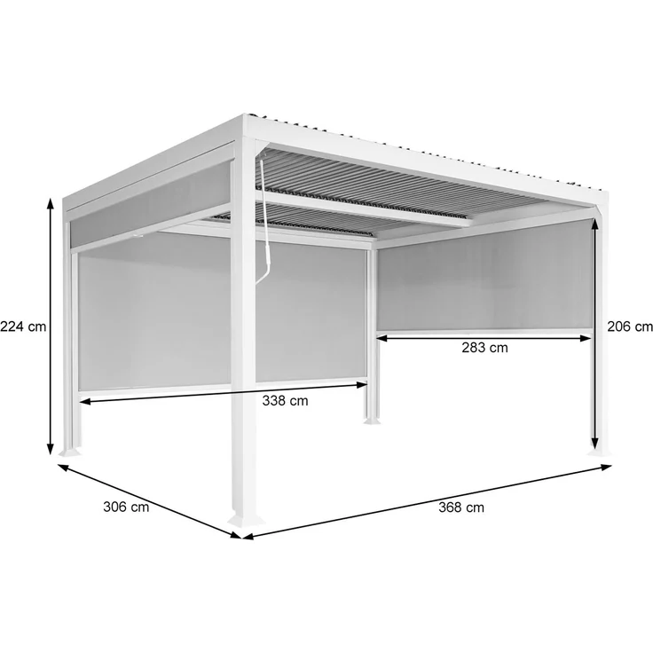 Mendler 'HWC-L41' Pergola mit 3 Seitenwände, Metall weiß, 3x3,7 m – Bild 3