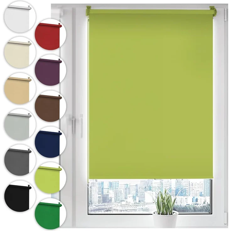 Verdunkelungsrollo Klemmfix ohne Bohren 120x130 cm Olivgrün Verdunklungsrollo Fensterrollo Rollo Seitenzugrollo Klemmrollo für Fenster & Tür – Bild 1