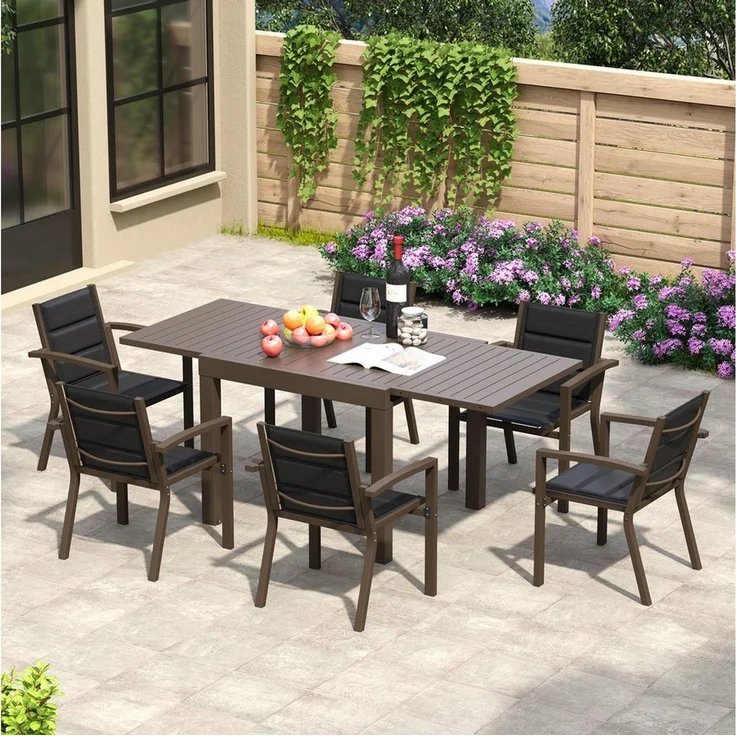 HOMALL Gartentisch Balkontisch, Aluminium Ausziehtisch für 6-10 Personen, bis 120kg (Ausziehbarer Tisch aus Aluminium, erhältlich in den Größen 80/160 cm und 130/260 cm), Wasserfestes, rostfreies und wetterbeständiges Aluminiumtisch – Bild 1