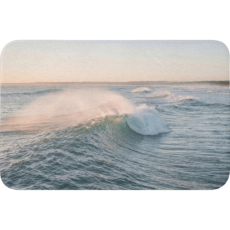 OnlyWow WC-Vorleger Welle - Meer - Wasser, Höhe 10 mm, Polyester, Rechteckig, WC Teppich, Toilettenvorleger, Toilettenteppich, Badematte 60x40 cm – Bild 1