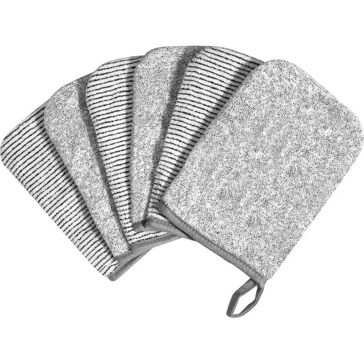 PHOGARY 6 Waschlappen Coral Fleece 13x20cm Grau Makeup-Entferner Handschuhe