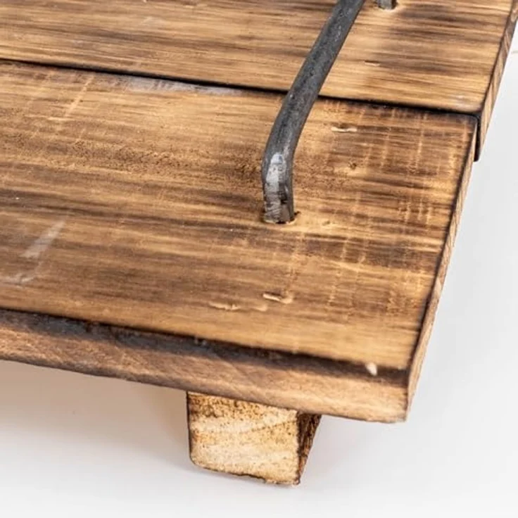 Levandeo® Dekotablett, Tablett Holz L60cm Naturbraun Geflammt Serviertablett Deko Küchen – Bild 3