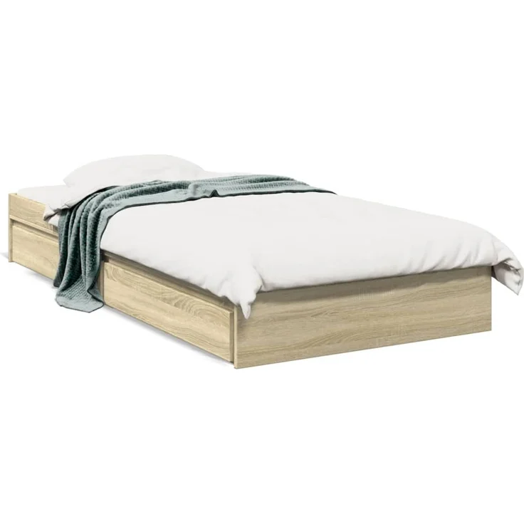 vidaXL Bettgestell mit Schubladen Sonoma-Eiche 90x200cm Holzwerkstoff 3280680 – Bild 2