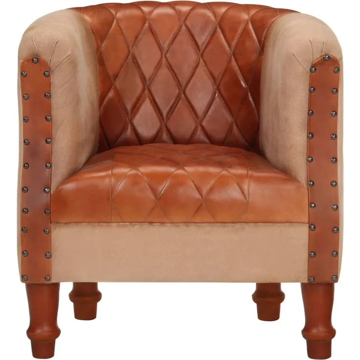 vidaXL Sessel Braun Echtleder und Massivholz Mango [320603]