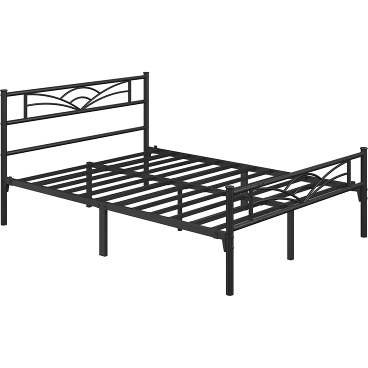 Yaheetech Metallbett mit Lattenrost, Wolkenmuster, Schwarz, 140x200 cm – Bild 2