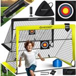 KESSER Pop-Up Fußballtor, 2er Set, mit Transporttasche, 6x Hütchen, Ballpumpe & Zielscheibe, Glasfaserstangen, 120x90 cm, Gelb / Schwarz