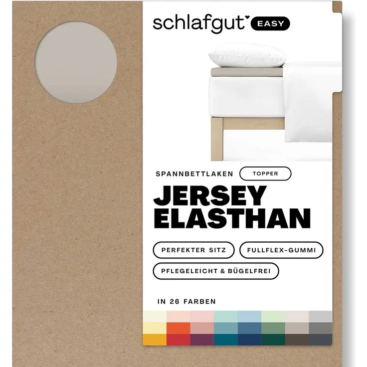 Schlafgut Spannbettlaken EASY Jersey Elasthan Topper, Jersey, Gummizug: rundum, (1 Stück), MADE IN GREEN by OEKO-TEX®