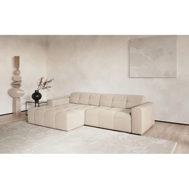 COTTA Ecksofa Sento L-Form, B: 280 cm, Chenille-Struktur, XXL Recamiere B: 133 cm, mit elektrische Sitztiefenverstellung, kubisch, bequemer Sitz