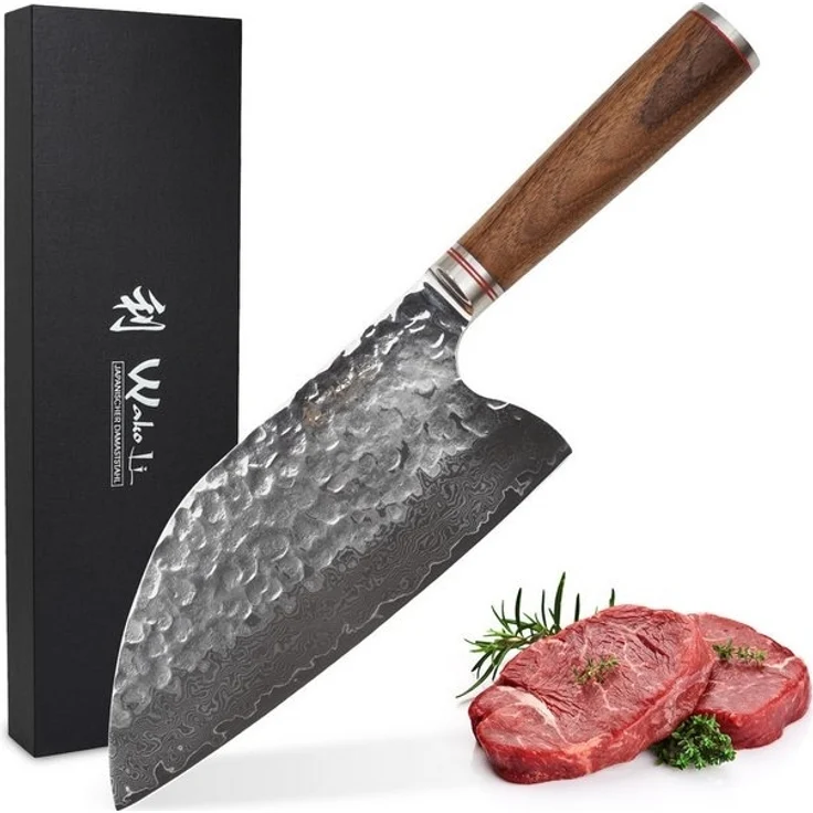 Wakoli Asiamesser Nussbaum Damast Premium Kochmesser Küchenmesser I 20,5 cm Klinge, aus 67 Lagen Damaststahl VG-10 Stahlkern – Bild 4