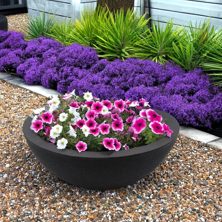 Spetebo Kunststoff Pflanzschale anthrazit - 52x20 cm - Pflanzkübel Blumenkübel Pflanztopf Blumentopf – Bild 7