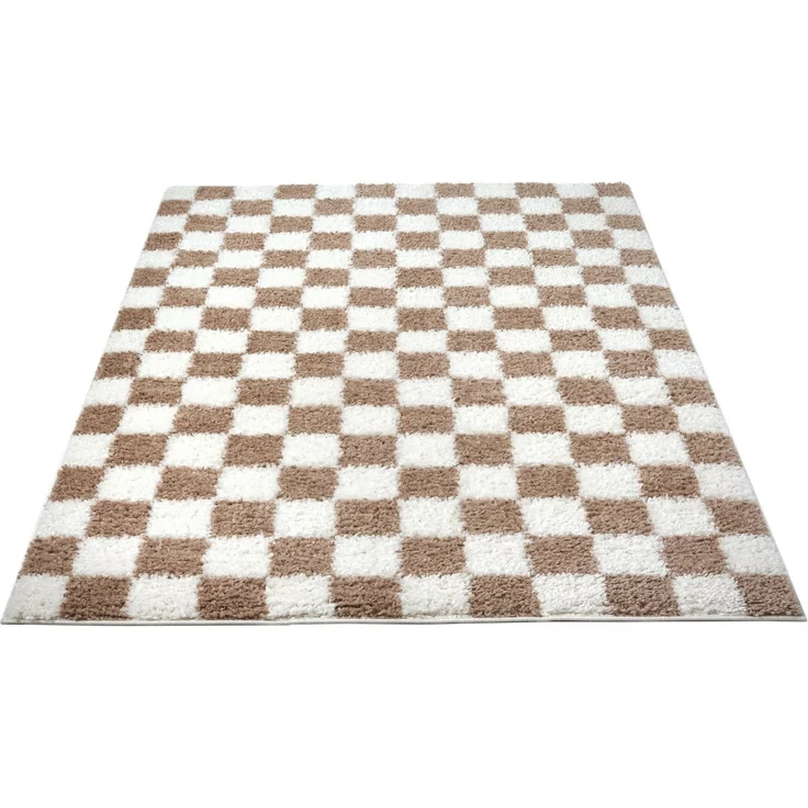 OTTO home Hochflor-Teppich Kiiki, Karo-Muster, rechteckig, Höhe: 30 mm, Kariert, auffälliges Schachbrettmuster, Wohnzimmer, Schlafzimmer – Bild 3