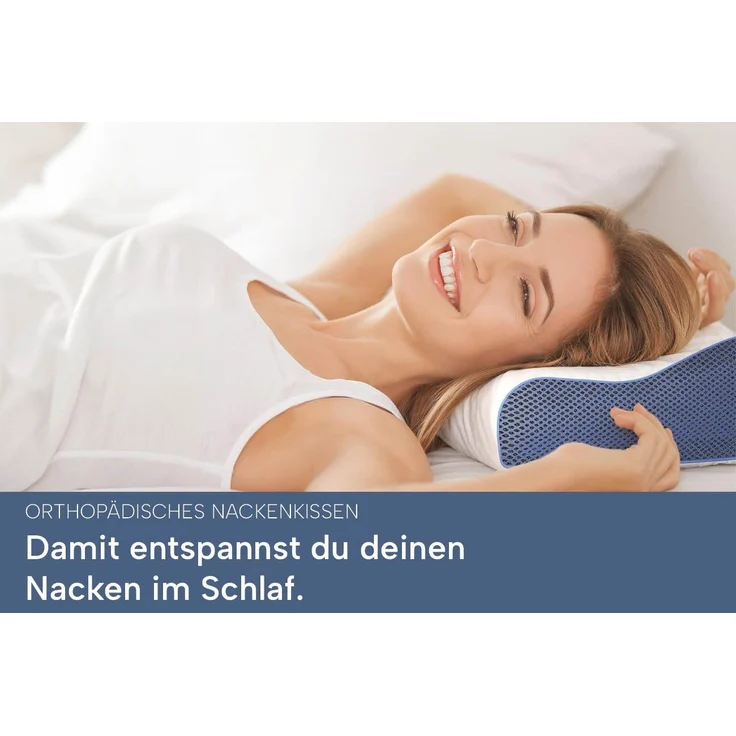 casimum Nackenstützkissen Orthopädisch mit atmungsaktivem Klimabezug, Füllung: Memory Foam, Bezug: Ohne, Seitenschläfer, Rückenschläfer, ergonomisches Nackenstützkissen, höhenverstellbar 60x30, ohne Bezug – Bild 1
