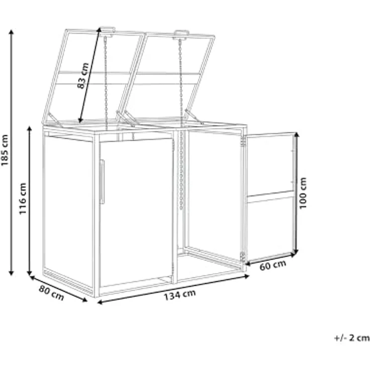 Mülltonnenbox 480 L PIACENZA Doppelt Metall Dunkelgrau – Bild 3