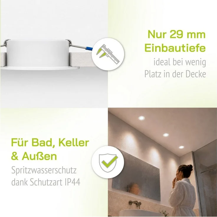 linovum LED Außen-Deckenleuchte WEEVO Einbauleuchte Einbauspot mit LED 5W neutralweiß IP44 Bad Spot, Neutralweiß – Bild 3