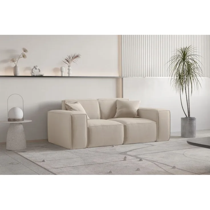 Sofa Designersofa CELES PREMIUM 2-Sitzer in Stoff Opera Velvet Sand