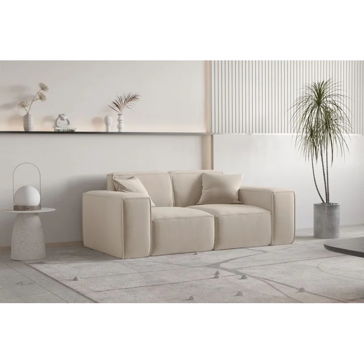 Sofa Designersofa CELES PREMIUM 2-Sitzer in Stoff Opera Velvet Sand – Bild 1