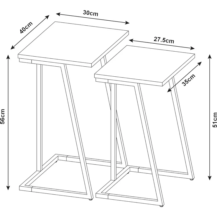 Satztisch Salem 2er Set Schwarz / Walnuss [en. casa] – Bild 2