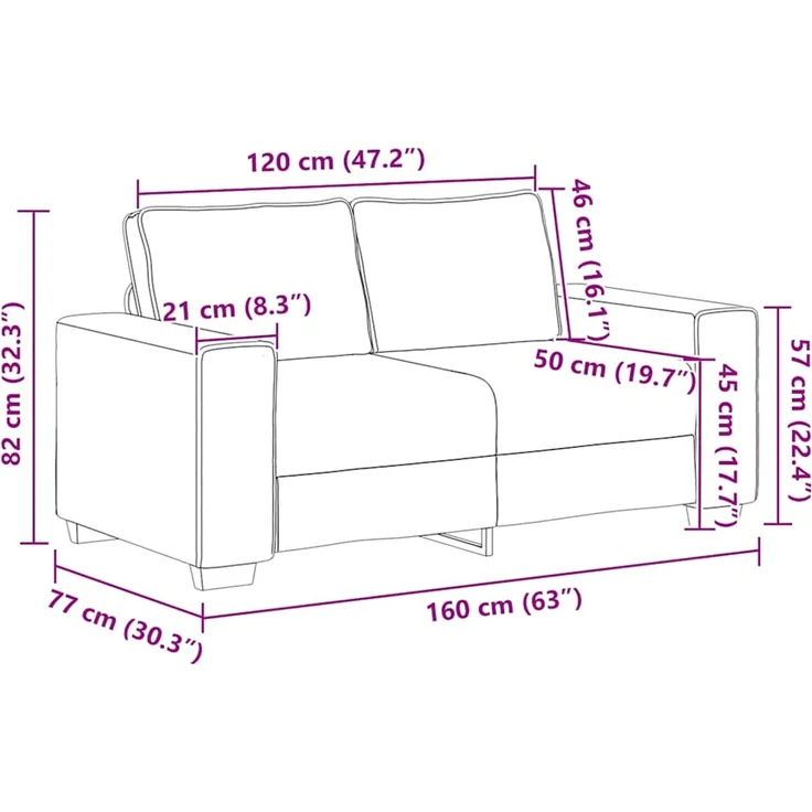 vidaXL Zweisitzer-Sofa Hellgelb 160x77x82 cm Cordstoff 4105198 – Bild 8