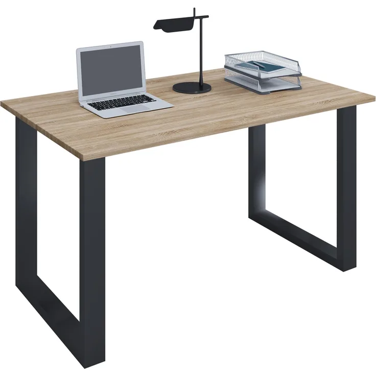 VCM Schreibtisch Lona 914778 Schwarz / Sonoma-Eiche H. 76 x B. 140 x T. 80 cm