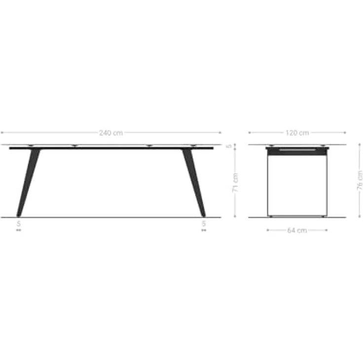 Esstisch Edge Boot 240x120 cm Reliefglas Perlmutt 3D-Design Metall Schräg Weiß – Bild 6