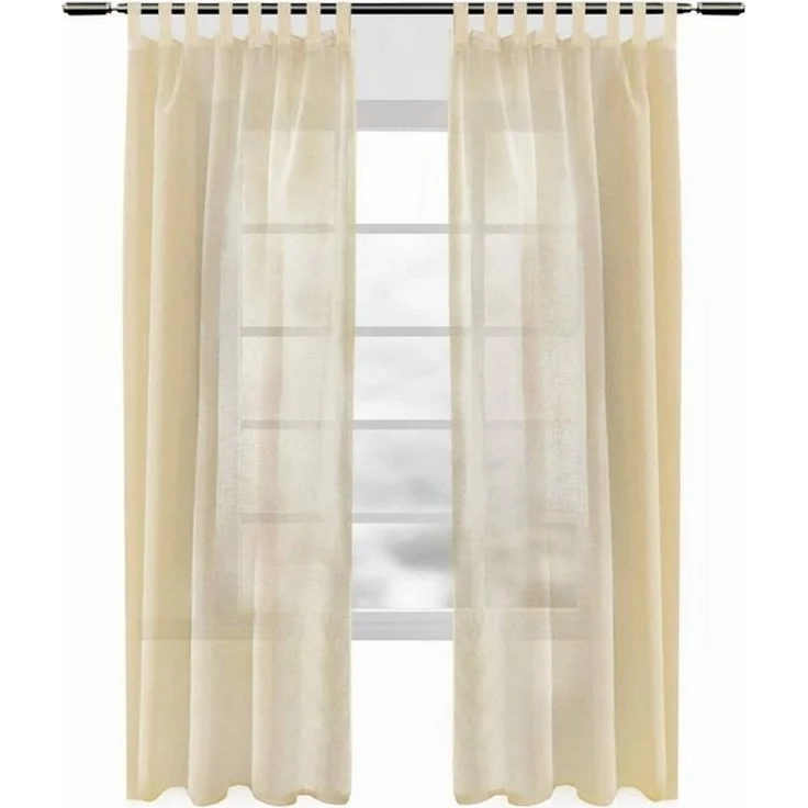 Woltu Gardine (2 St), transparent, Gardinen transparent mit Schlaufen Leinen Optik – Bild 4