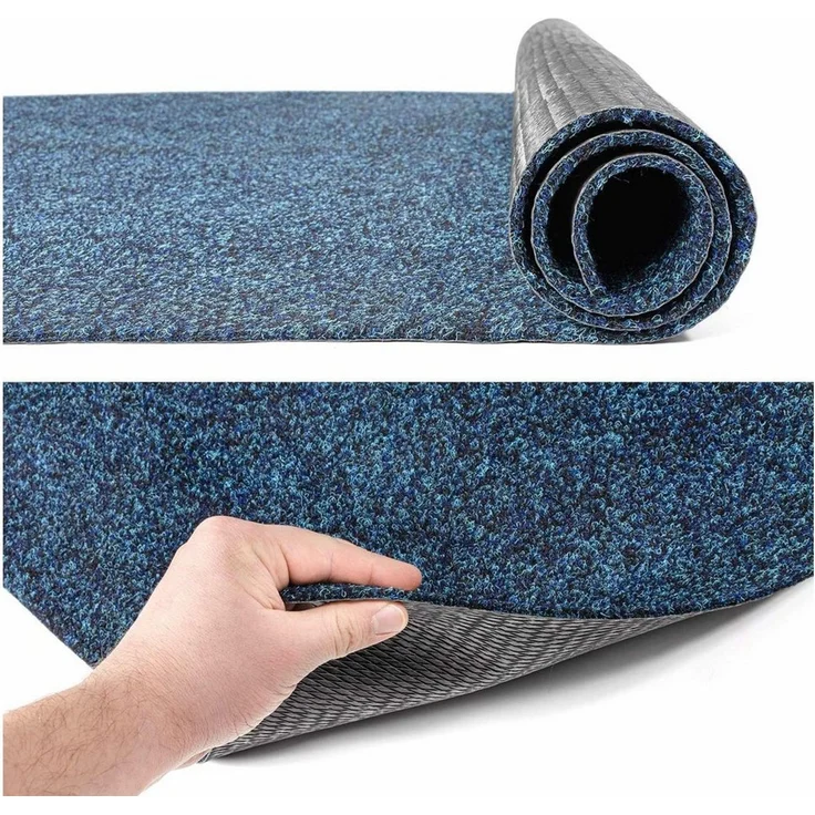 ANRO Läufer Teppichläufer POET Sauberlaufmatte Fußmatte Teppich Läufer, eckig, Höhe: 5 mm, Bodenläufer 100x100cm Meliert Blau Breite 100cm – Bild 3