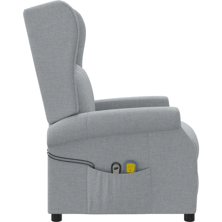 vidaXL Wing Back elektrischer Massagesessel Hellgrau Stoff 3460290 – Bild 5