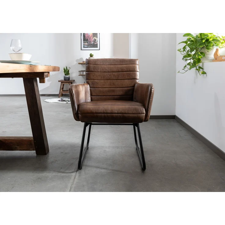 Stuhl Echtleder 62x62x84 dunkelbraun IRON LABEL #06 – Bild 3