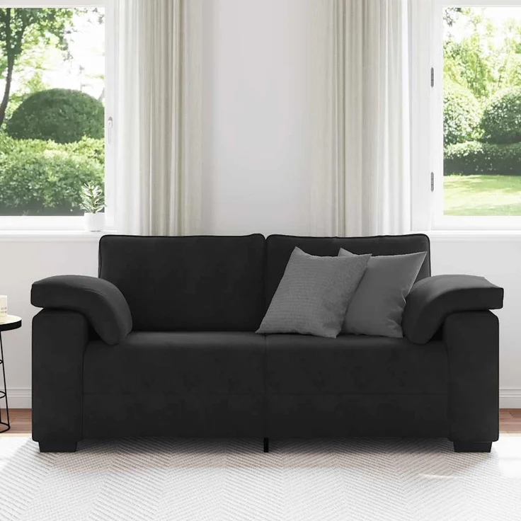 vidaXL Zweisitzer-Sofa Schwarz 180x77x82 cm Samt 4105272 – Bild 2