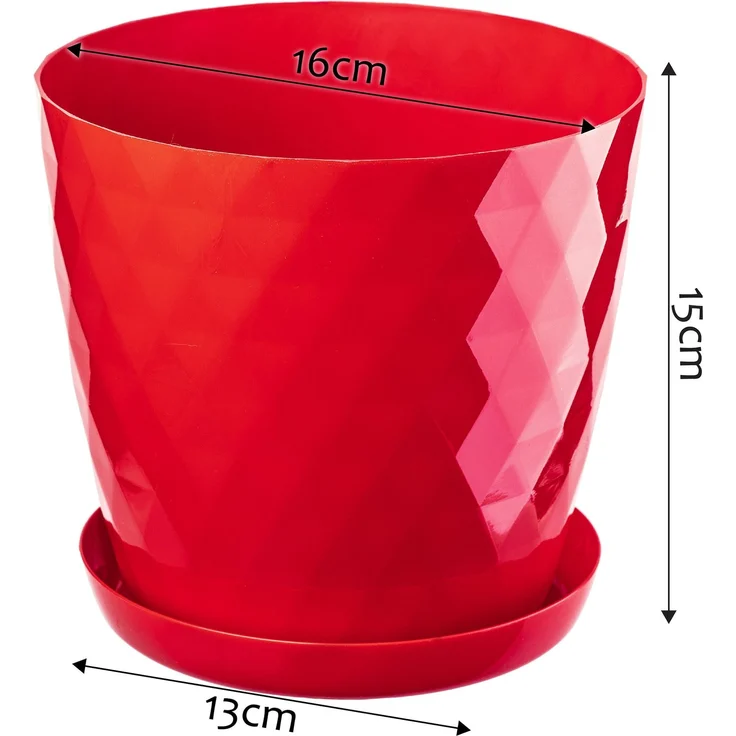 KADAX Kunststoff-Blumentopf mit Ständer, Blumentopf-Abdeckung, Blumen, 16 cm, Rot – Bild 2