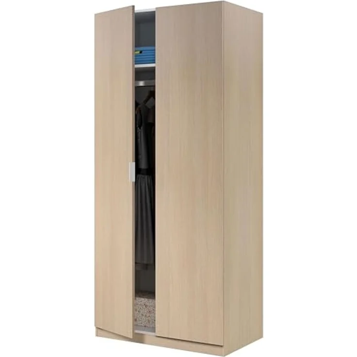 Zweitüriger Kleiderschrank, Eichenfarbe, 81,5 x 180 x 52 cm. – Bild 5