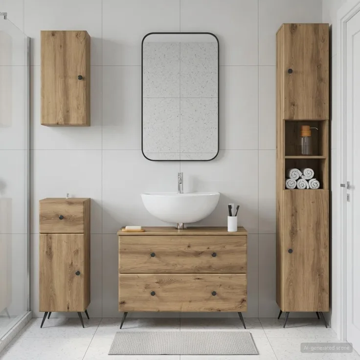 vidaXL 4-teiliges Badezimmer-Schrank-Set BREDA Artisan-Eiche 3417971