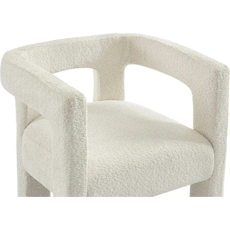 Vente-unique - Stuhl mit Armlehnen 2er-Set - Bouclé-Stoff & Metall - Weiß - SOFANA von Pascal MORABITO – Bild 6