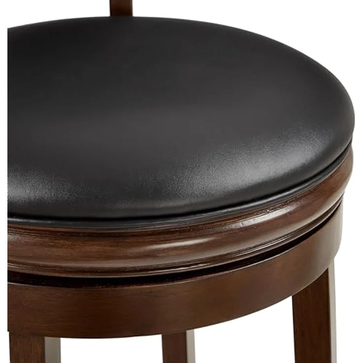 Ball & Cast Drehbarer Tresen Höhe Barhocker, Holzrahmen Küche Insel Hocker-Stuhl, 24in gepolsterte Barhocker mit Rückenlehne & Fußstütze, Cappuccino – Bild 7