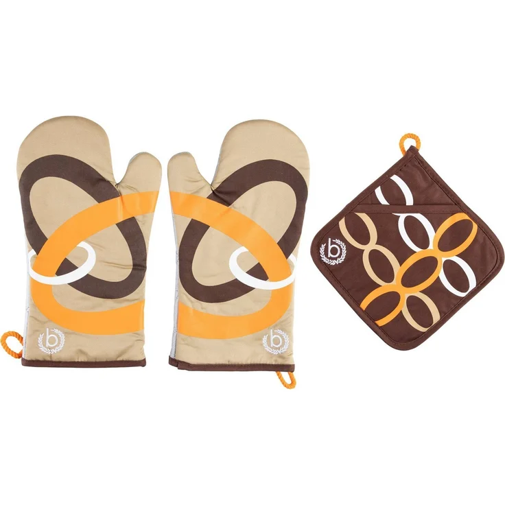 bugatti Topfhandschuhe Ellipse, (Set, 3-tlg, bestehend aus 2x Ofenhandschuh, 1x Topflappen) – Bild 1