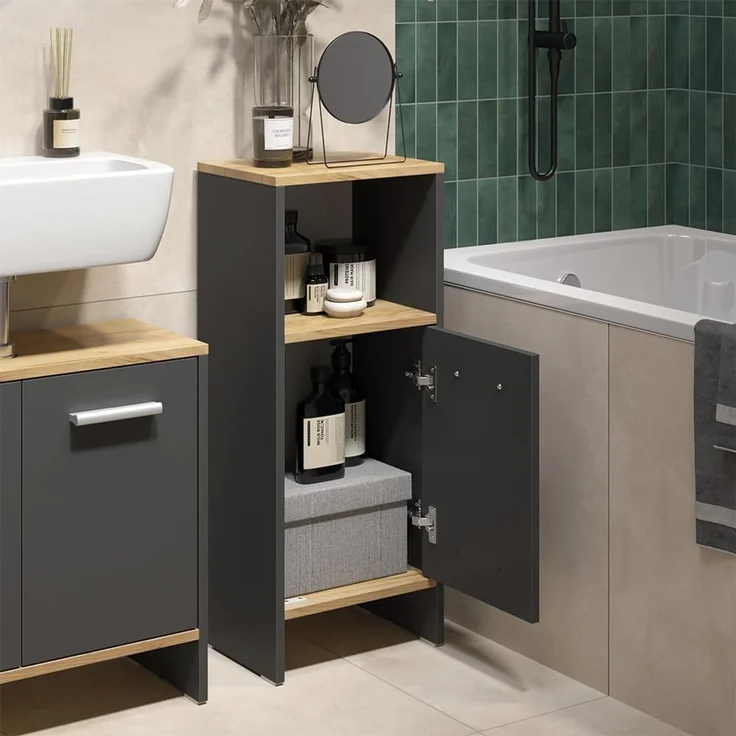 Badezimmermöbel-Set Karli Anthrazit/Goldkraft Eiche 2-teilig Vicco – Bild 5