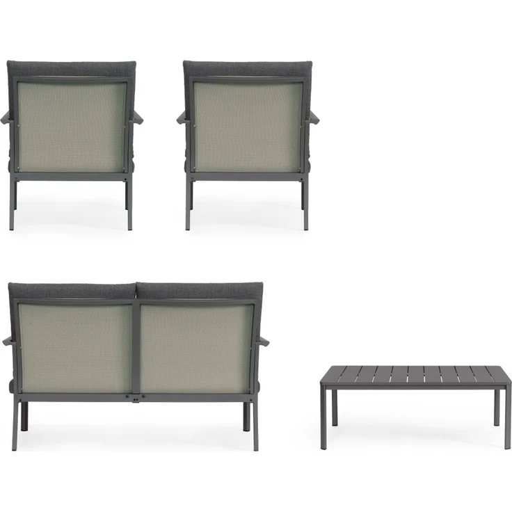 Garten-Set Ronoko aus Aluminium und Olefin-Gewebe, modern, anthrazit, 4-teilig für Outdoor – Bild 9