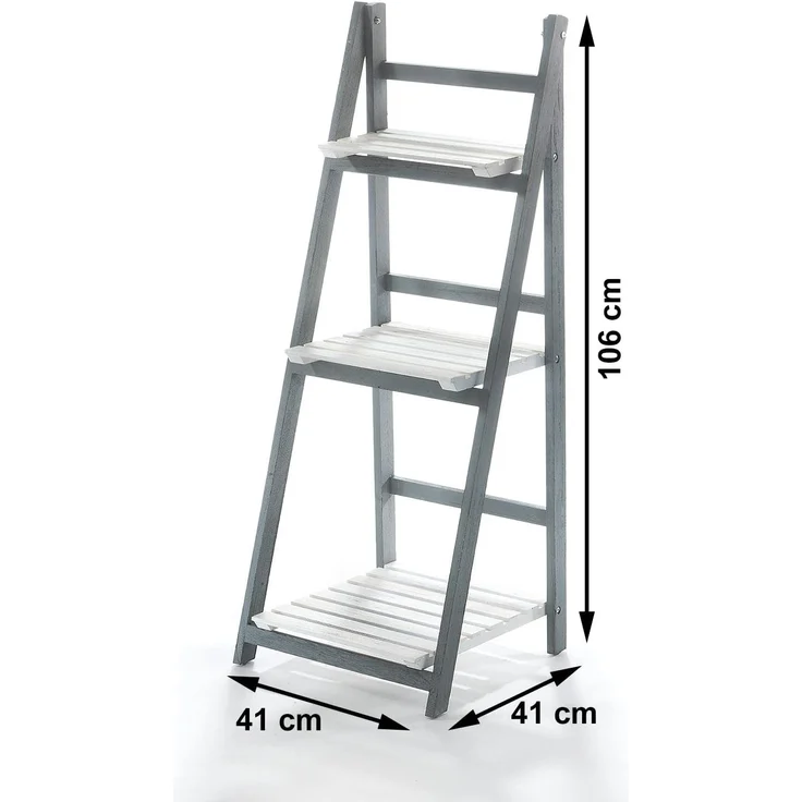 Kobolo Regal Stufenregal WHITE-GREY aus Paulownia-Holz – Bild 2