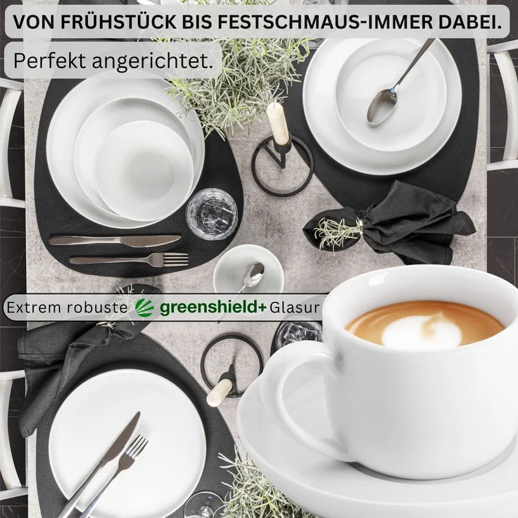 SÄNGER Porzellan Kaffeetassen Set Marlo 12-teilig für 6 Personen – Bild 3