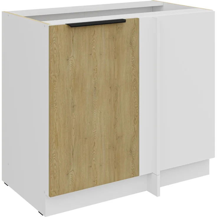 Küchen Eckunterschrank 105 cm CREMONA Eiche hell + Weiß matt Küche Küchenzeile Küchenblock Einbauküche