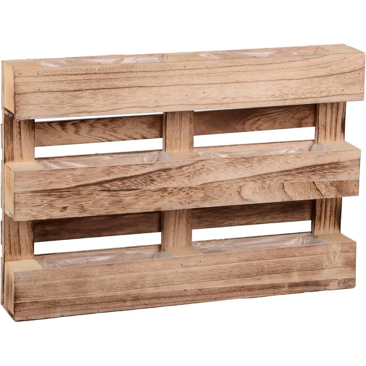 UNUS GARDEN Blumenkasten Paletten Pflanzkasten 3 Reihen (1 St, Abmessung (60 x 41 x 8,5 cm), Pflanzkasten Deko Pflanzgefäß Kräutergarten Wanddekoration aus Holz