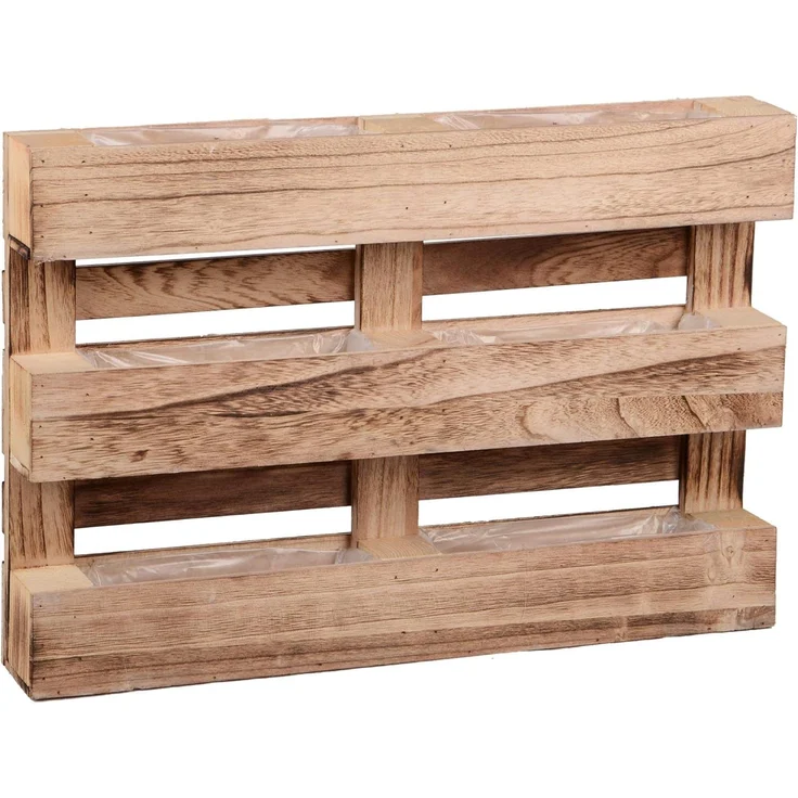 UNUS GARDEN Blumenkasten Paletten Pflanzkasten 3 Reihen (1 St, Abmessung (60 x 41 x 8,5 cm), Pflanzkasten Deko Pflanzgefäß Kräutergarten Wanddekoration aus Holz