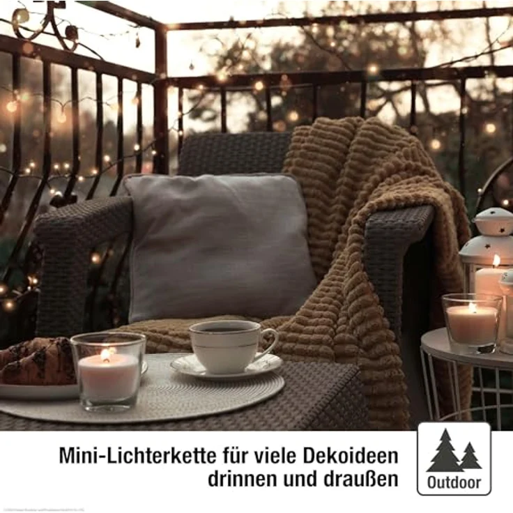 hellum Lichterkette 40 LED, LED Lichterkette außen 3,9 m beleuchtet, mit Stecker, outdoor mit Timer, kaltweiß, Außenlichterkette mit Außen-Transformator – Bild 7