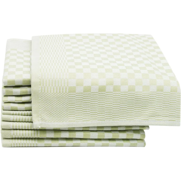 ZOLLNER 10er Set Geschirrtücher, 100% Baumwolle, 46x70 cm, saugstark, hellgrün kariert – Bild 1
