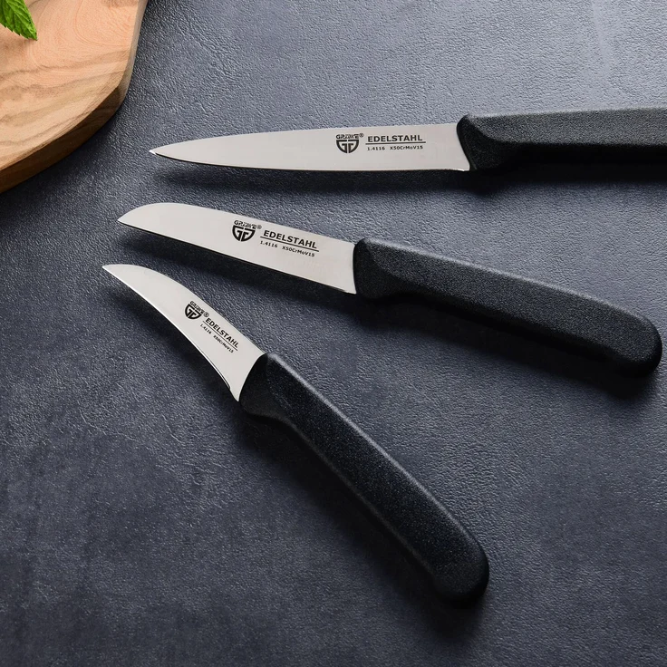 Küchenmesser-Set 3 tlg, Edelstahl schwarz – Bild 5